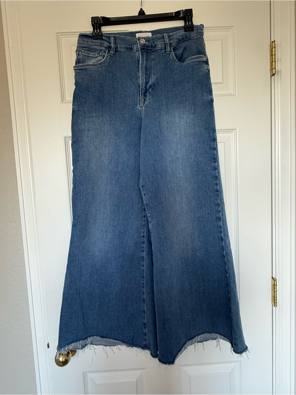 Frame The Palazzo Crop Wide Leg Raw Hem Jeans 29 WORN ONCE